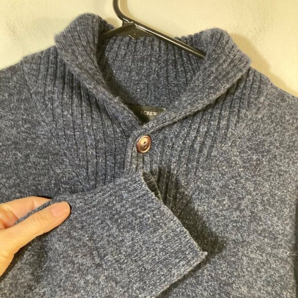 Mens J Crew Lambswool Shawl Collar Pullover Sweater Navy Marled XL Lambswool - Picture 3 of 9